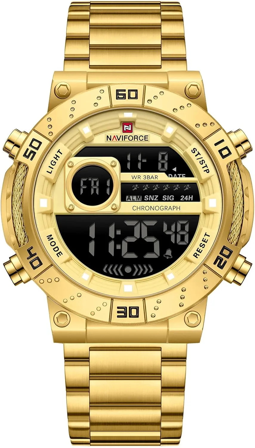 Quartz Wristwatch Waterproof Auto Day and Date Man NAVIFORCE Men Business Watches Chronograph Stainless Steel bag glide seismic grateful consciously recount Strap Luxury 