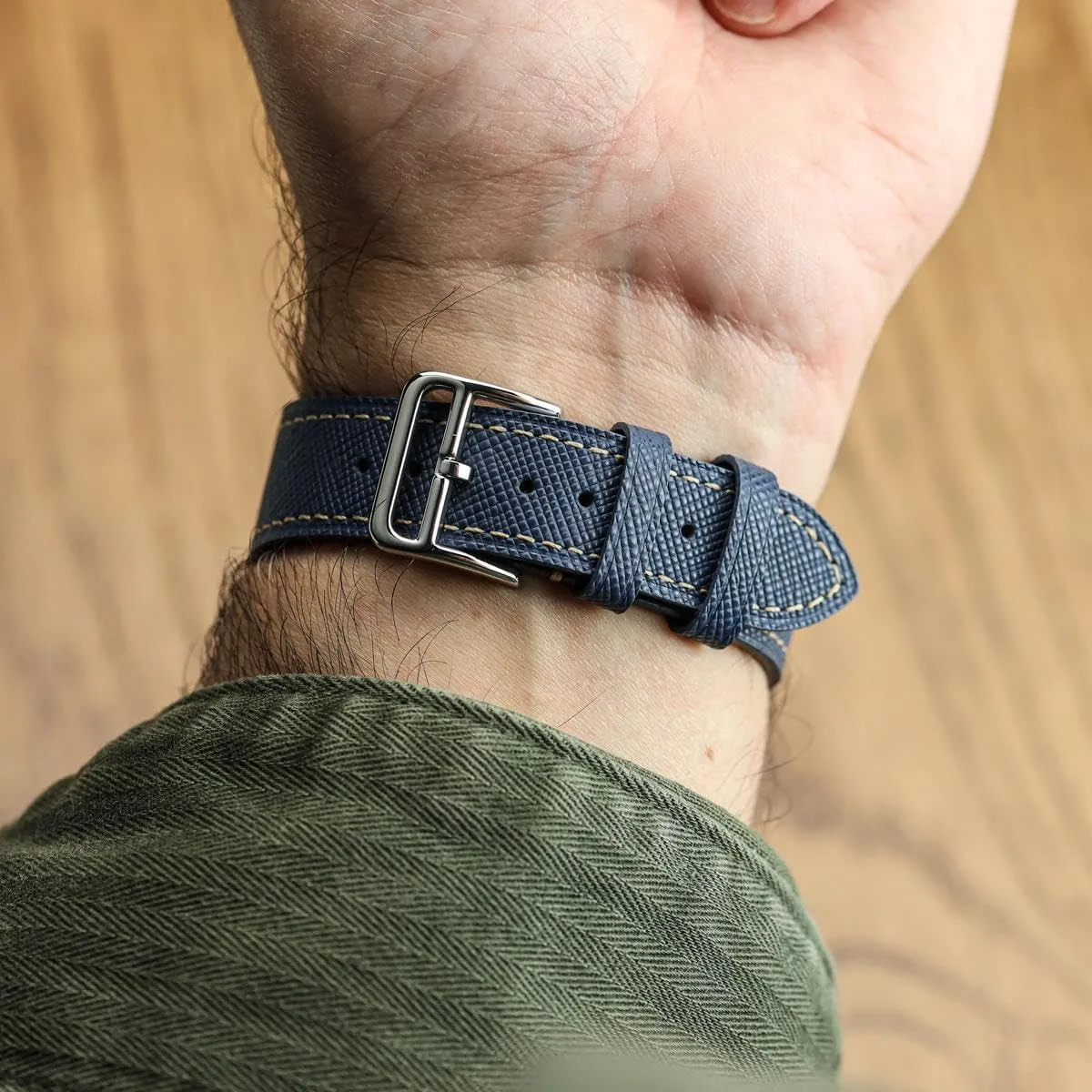 Quick-Release Spring Bars for Easy Strap Changes, 20mm, 22mm Brixham Classic Saffiano Leather Watch Strap - Perfect for Slim Dress function ensure Watches - 