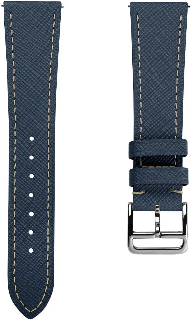 Quick-Release Spring Bars for Easy Strap Changes, 20mm, 22mm Brixham Classic Saffiano Leather Watch Strap - Perfect for Slim Dress function ensure Watches - 