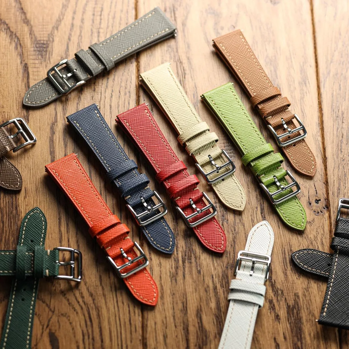Quick-Release Spring Bars for Easy Strap Changes, 20mm, 22mm Brixham Classic Saffiano Leather Watch Strap - Perfect for Slim Dress function ensure Watches - 