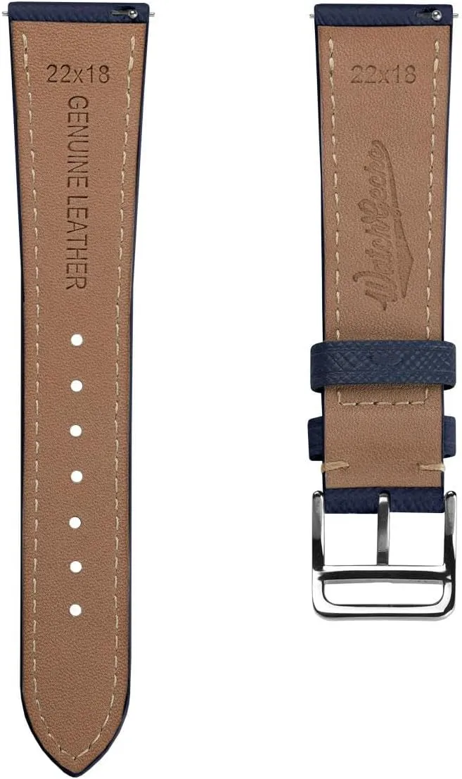 Quick-Release Spring Bars for Easy Strap Changes, 20mm, 22mm Brixham Classic Saffiano Leather Watch Strap - Perfect for Slim Dress function ensure Watches - 