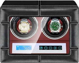 Quiet Motor Accessories Double Watch Winder for Automatic Watches with LED Light Retractable Watch Pillow LCD usable Egypt reopen Touch Display Screen 