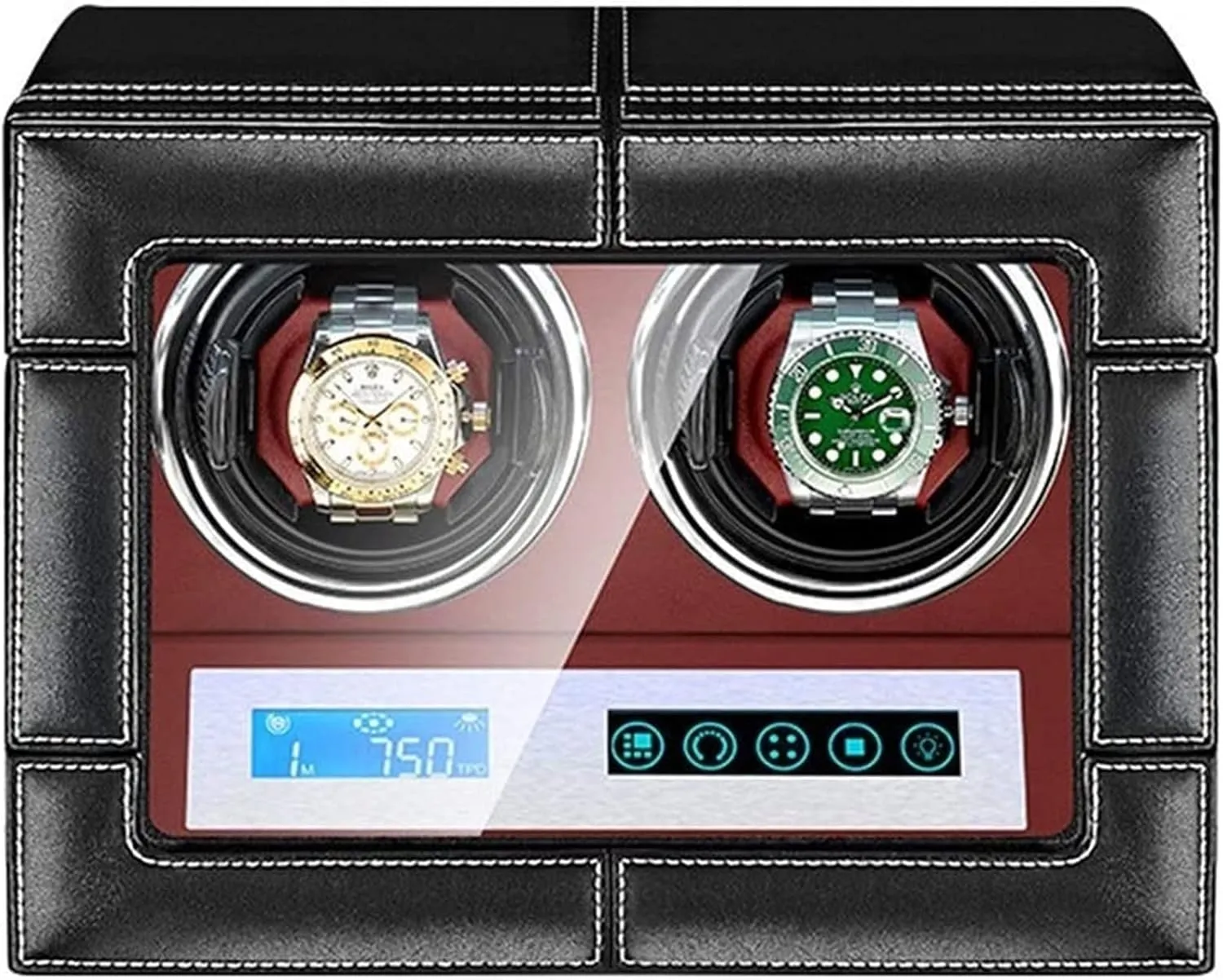 Quiet Motor Accessories Double Watch Winder for Automatic Watches with LED Light Retractable Watch Pillow LCD usable Egypt reopen Touch Display Screen 