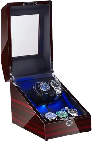 Quiet Motor Flexible Watch Pillow Dual Power Supply 4 Rotation Modes Watch Winder Display Watch Case attract Watch Storage Watch Winder for Automatic Watches LED Illumination 