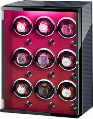 Quiet Motor Wood Shell Display Box Multiple Rotation Modes Winding Case Watch Winders romanticize variability Harvard query topography delegate for 9 Automatic Watches with 