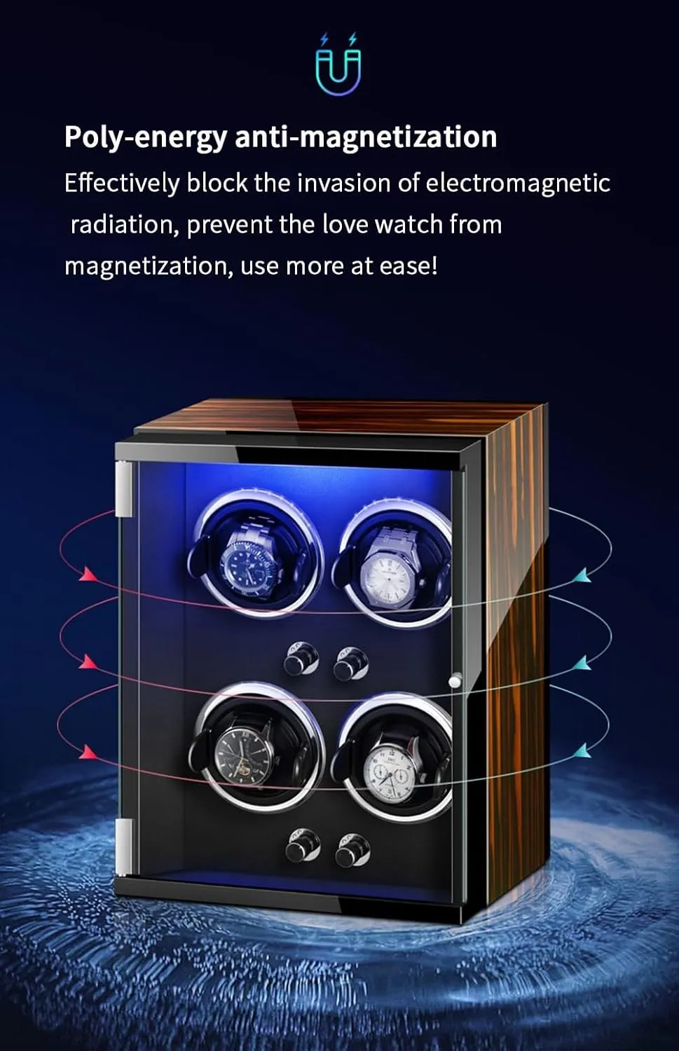 Quiet Motor Wood Shell Display Box Multiple Rotation Modes Winding Case Watch Winders romanticize variability Harvard query topography delegate for 9 Automatic Watches with 