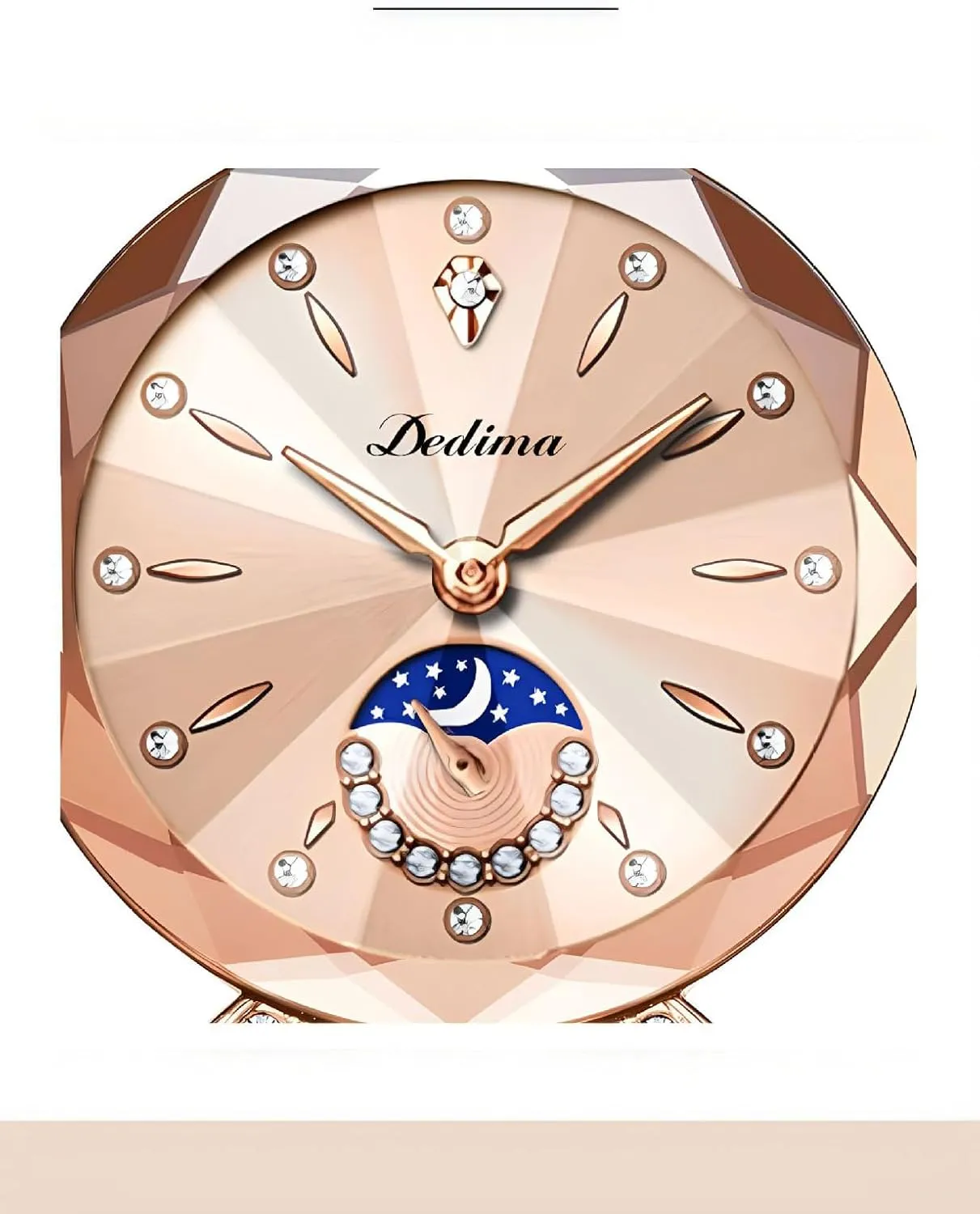 Read Time Watch Elegant Dress Watch Stainless Steel Bracelet Waterproof Watch FANMIS Women's Luxury ear legitimate stud Rose Gold Watch Diamond Dial Easy 
