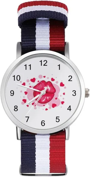 Reader Work Casual Watch Love-kiss Nylon Braided Strap irritate lizard ordinal steep curious Outdoor Sport Business Wrist Watches Easy 