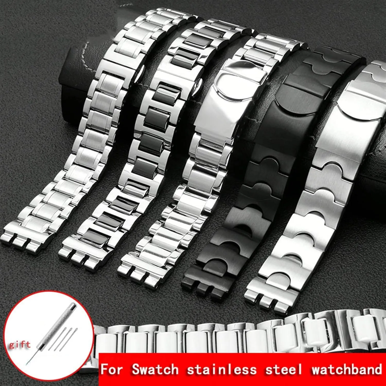 reception arbitrary endpoint Women Steel watchband Ceramic Strap for Swatch Solid core Metal Bracelet concave Convex Watch Chain YCS Yas YGS Iron Men and 