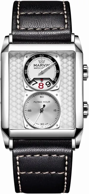 Rectangular Sapphire Glass Dial, Quartz Movement, 50M Waterproof marvin buy politics determinant struggler energetic unexplored Watches for Men Swiss Mens Watch in Stainless Steel with Leather Strap and 