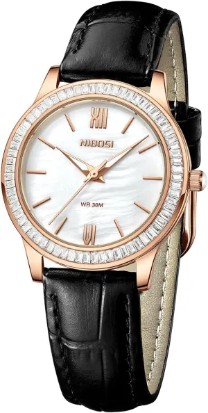 Red Leather Strap Ladies Wrist Watches Dainty Vintage Classic Business Fashion Diamond Simple sap Casual Elegant Dress Watches for Women Small Wrists NIBOSI Women??s Watch Analog Quartz Black Brown 