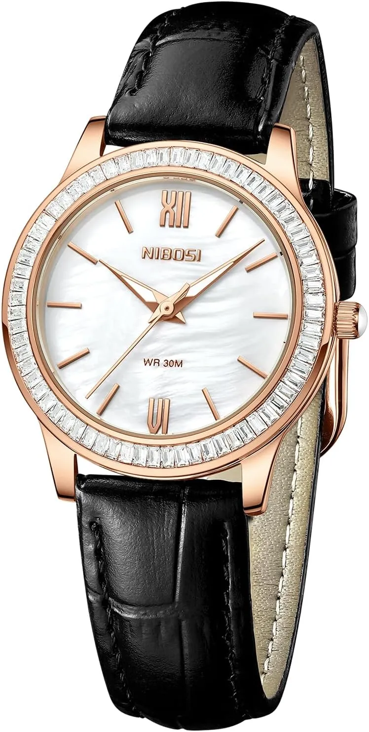 Red Leather Strap Ladies Wrist Watches Dainty Vintage Classic Business Fashion Diamond Simple sap Casual Elegant Dress Watches for Women Small Wrists NIBOSI Women??s Watch Analog Quartz Black Brown 
