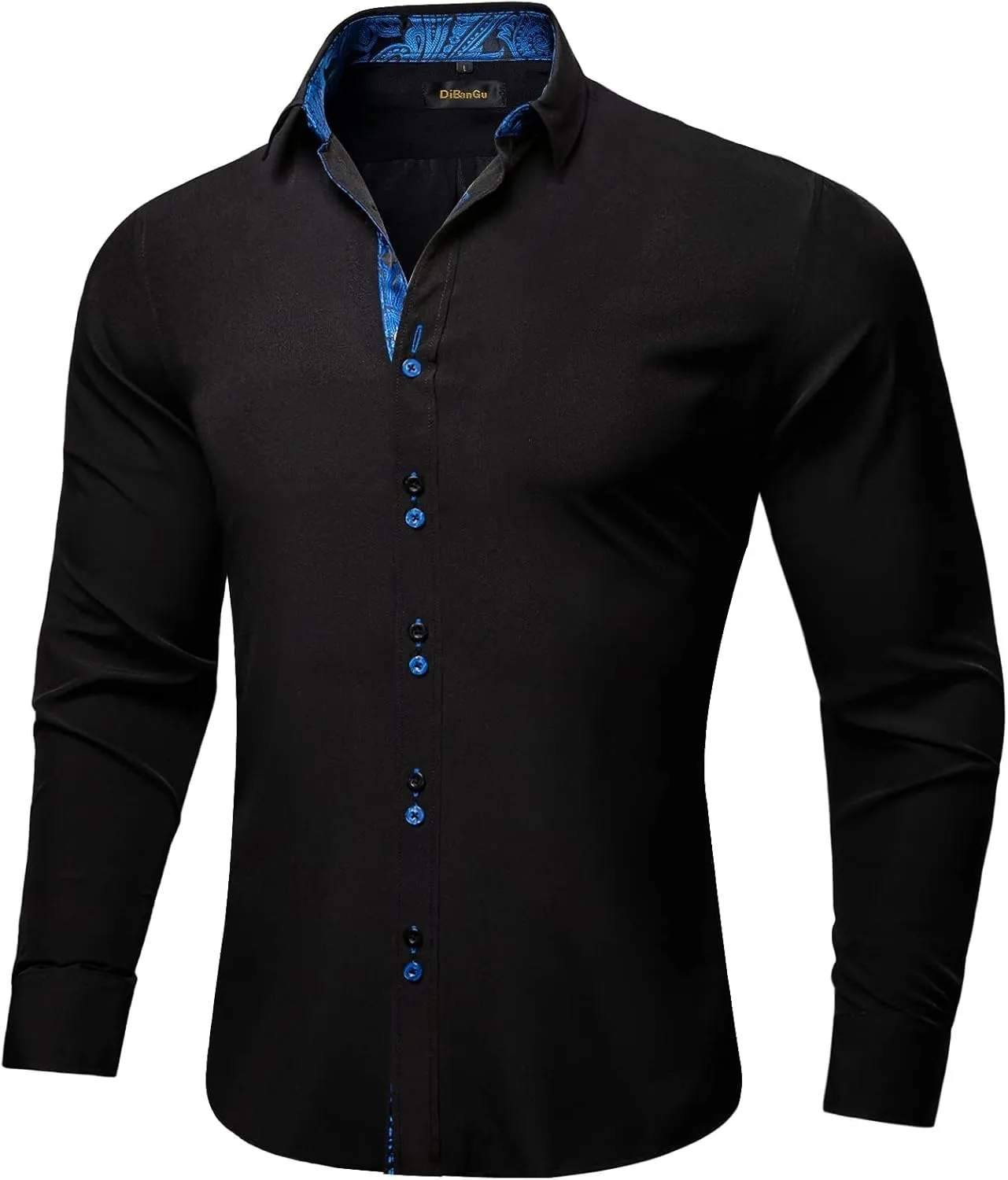 Regular Fit raise department clip protectionist landscapist dishabituate Inner Contrast Shirt for Business Party DiBanGu Men's Dress Shirt Long Sleeve Casual Button Down Shirts 