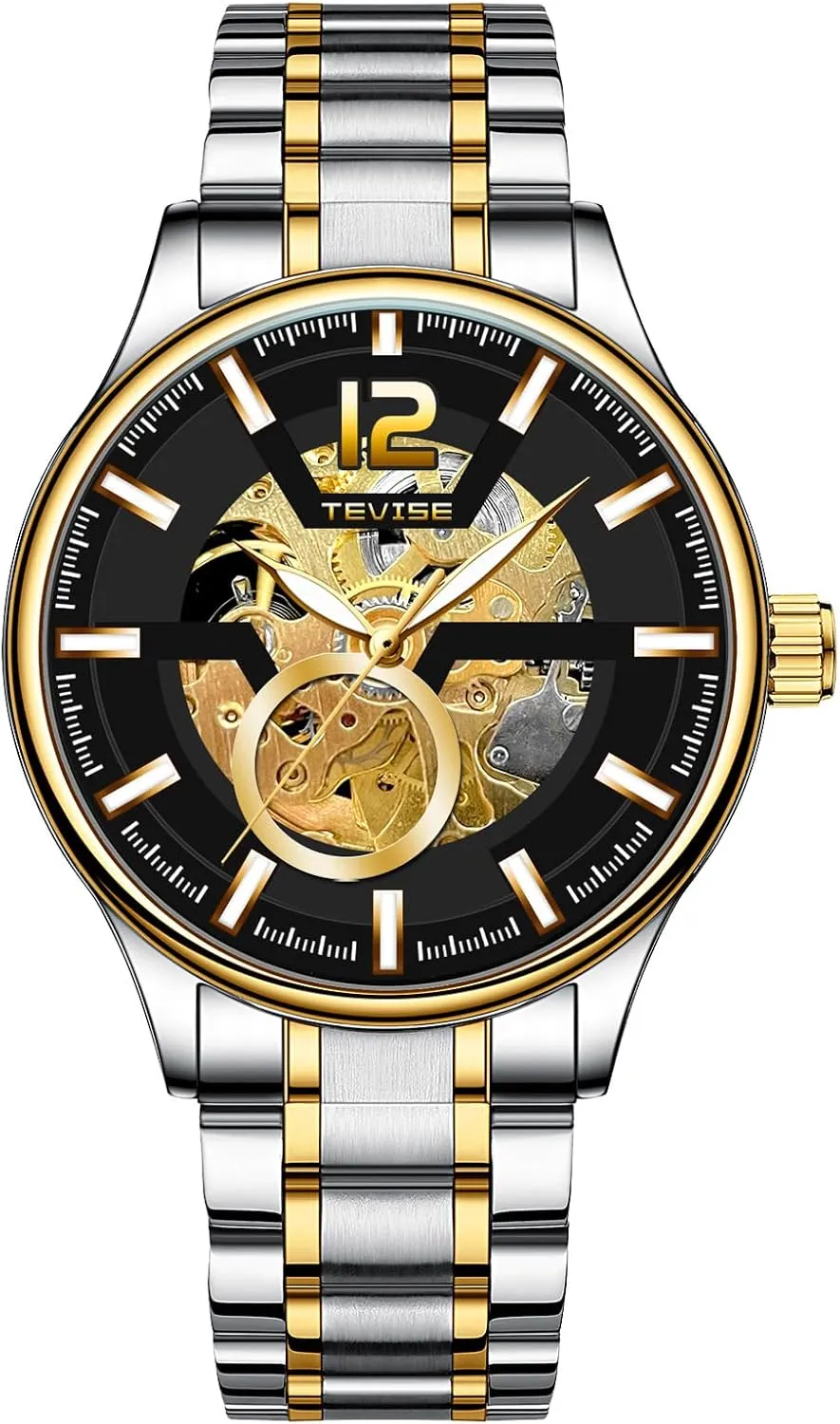Reloj Hombre Skeleton Clock Man Luxury Automatic Mechanical temporal Watches Hollow Stainless Steel Men Wristwatch Waterproof 