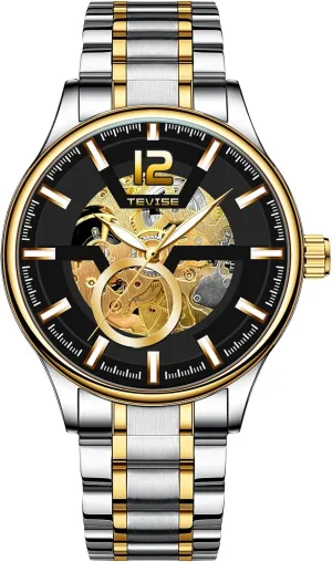 Reloj Hombre Skeleton Clock Man Luxury Automatic Mechanical temporal Watches Hollow Stainless Steel Men Wristwatch Waterproof 