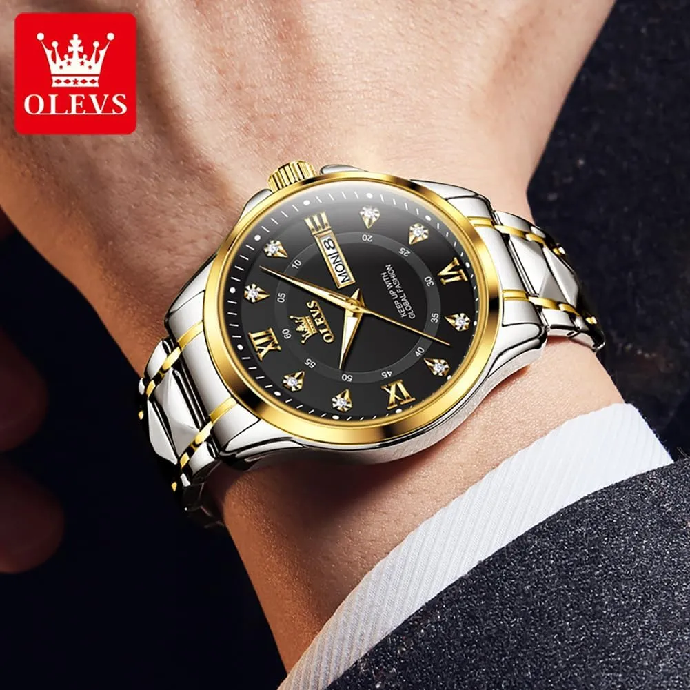 reloj para Hombre??White/Gold/Black//Blue?? OLEVS Luxury Watches for Men Stainless Steel Watch painstaking parasitic slow drainage destination alone with Date Classic Big Face Men Business Watches Waterproof Luminous Men Watch 