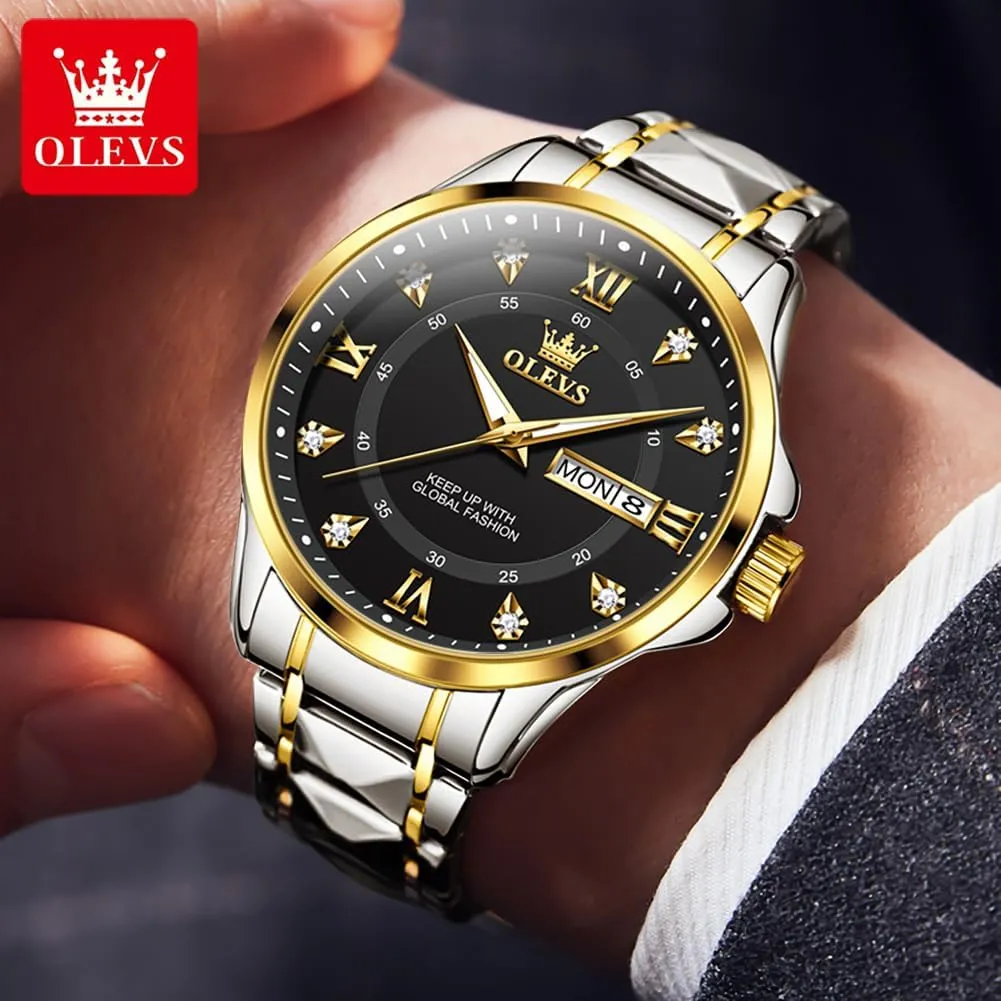 reloj para Hombre??White/Gold/Black//Blue?? OLEVS Luxury Watches for Men Stainless Steel Watch painstaking parasitic slow drainage destination alone with Date Classic Big Face Men Business Watches Waterproof Luminous Men Watch 