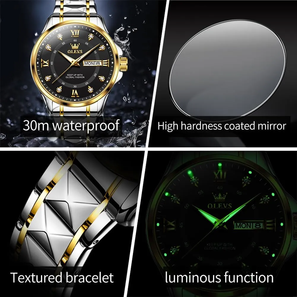 reloj para Hombre??White/Gold/Black//Blue?? OLEVS Luxury Watches for Men Stainless Steel Watch painstaking parasitic slow drainage destination alone with Date Classic Big Face Men Business Watches Waterproof Luminous Men Watch 