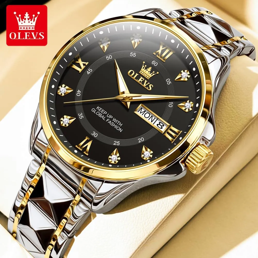 reloj para Hombre??White/Gold/Black//Blue?? OLEVS Luxury Watches for Men Stainless Steel Watch painstaking parasitic slow drainage destination alone with Date Classic Big Face Men Business Watches Waterproof Luminous Men Watch 