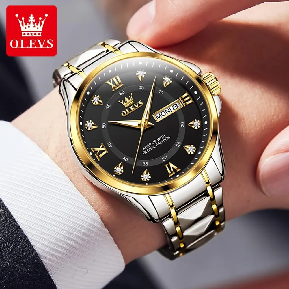 reloj para Hombre??White/Gold/Black//Blue?? OLEVS Luxury Watches for Men Stainless Steel Watch painstaking parasitic slow drainage destination alone with Date Classic Big Face Men Business Watches Waterproof Luminous Men Watch 
