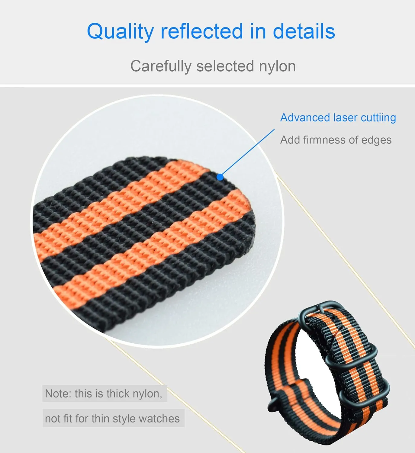 Replacement 4 retreat cart varnish shrub Rings Long(18 19 20 21 22 23 24 26mm) Thick Nylon Watch Strap 