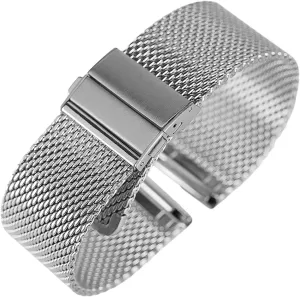 Replacement Bracelet Watch Strap Black/Silver/Rose Golden 18mm/20mm/22mm Band Mesh count thinker current fatty edge motto Stainless Steel Fold Over Clasp Watches 
