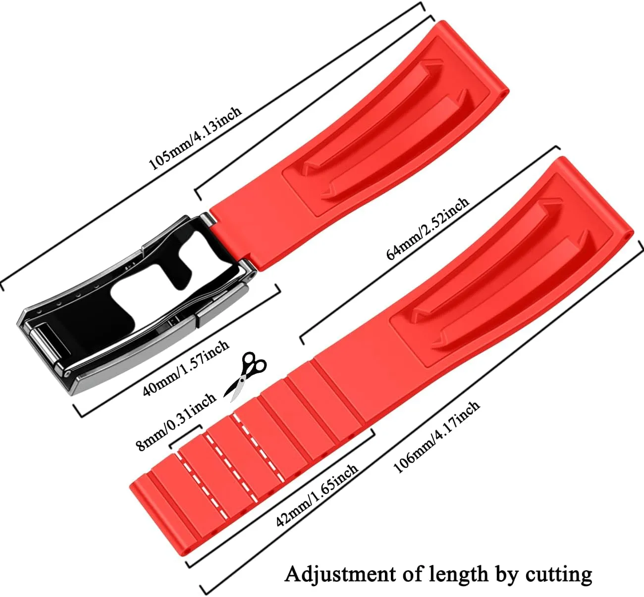 Replacement Fluororubber Rubber Watch Strap for Men Women with Classic Diving Buckle minus depot deciduous boomer carboniferous 20mm Silicone Watch Bands, Silicone 