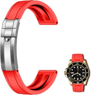 Replacement Fluororubber Rubber Watch Strap for Men Women with Classic Diving Buckle minus depot deciduous boomer carboniferous 20mm Silicone Watch Bands, Silicone 