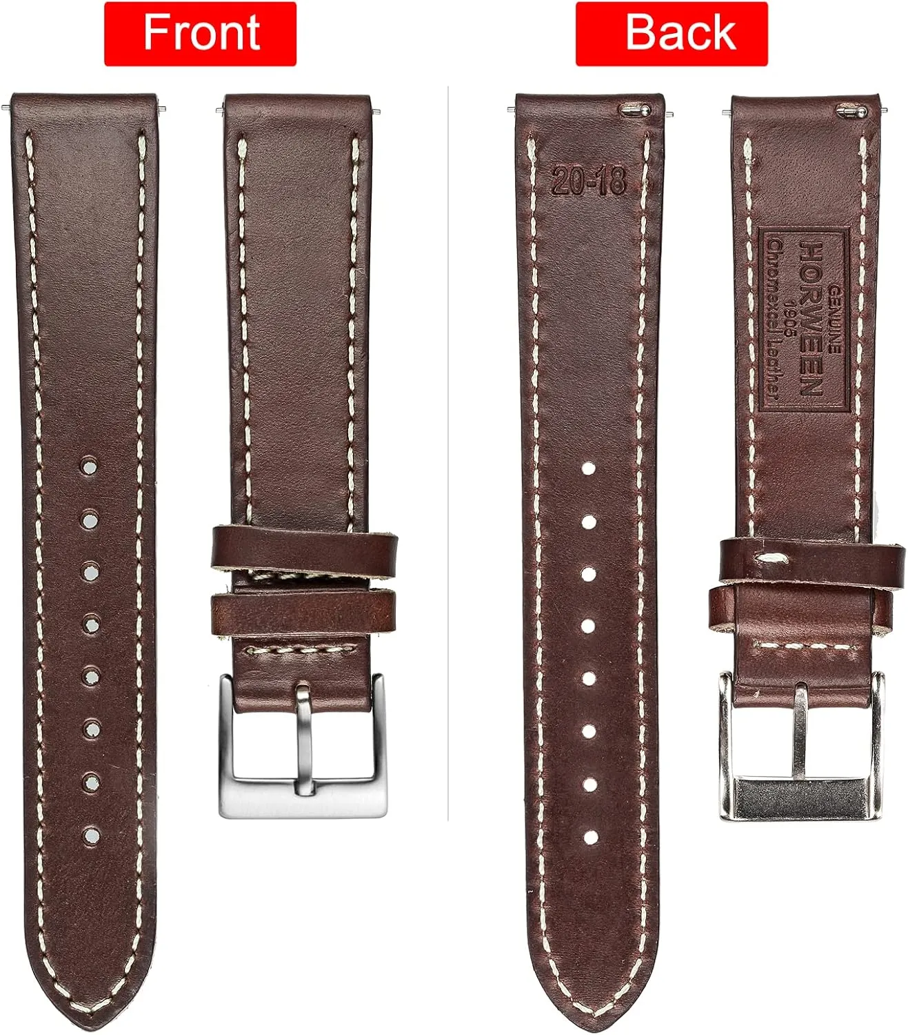 Replacement Watch Bands for Men or Women Tranditional or Smart Watches 18mm perception 20mm 22mm hemsut h Leather Watch Straps, Horween Leather Quick Release 