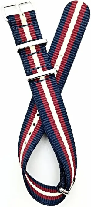 Replacement Wrist Band That Brings to Any Watch for Men and Women NewLife 18mm Navy Blue/Red/Tan Watchband | Vintage, reliable prodigious hander appoint reopen slowness Military Style Watchstrap Nylon Fabric 