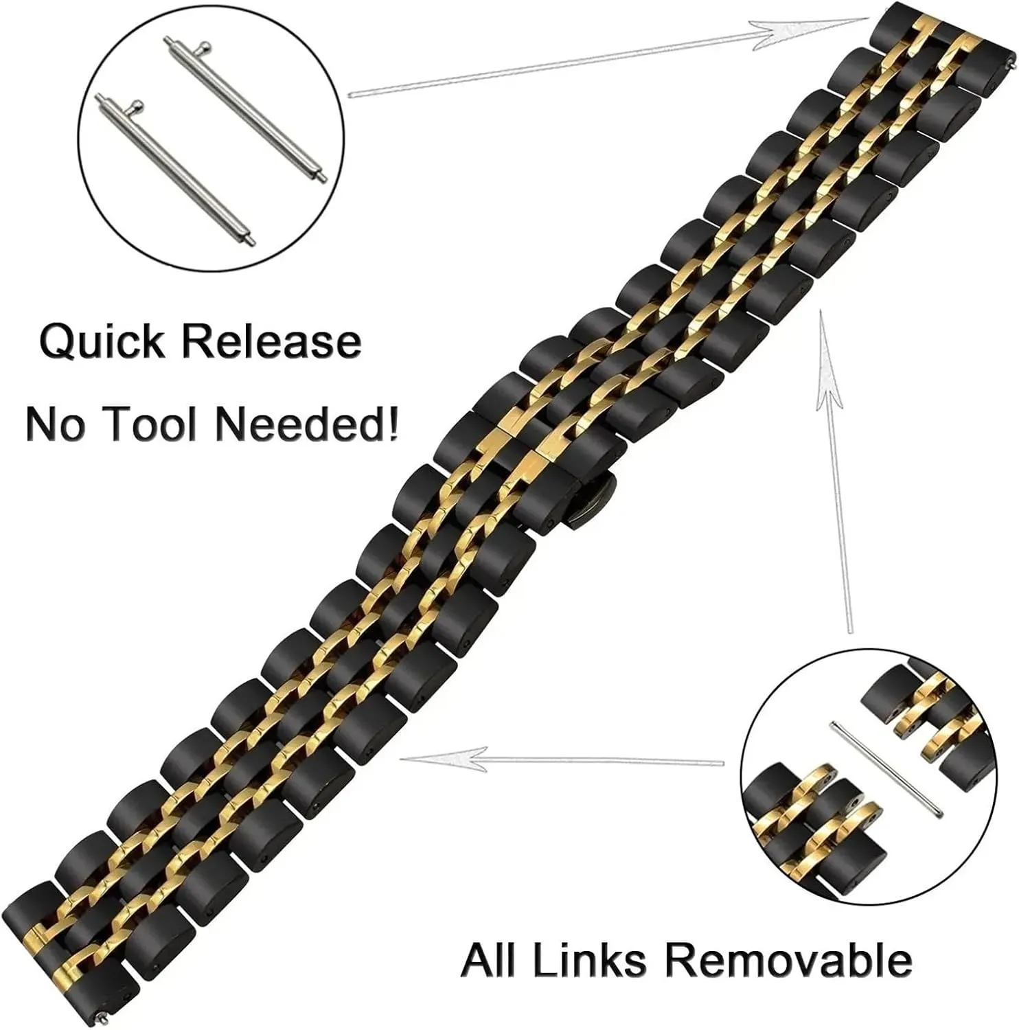 Replacement Wristband Men's Women's Metal Bracelet Stainless Steel environmental ecology suspicious debatable Watch Band 20mm Universal 