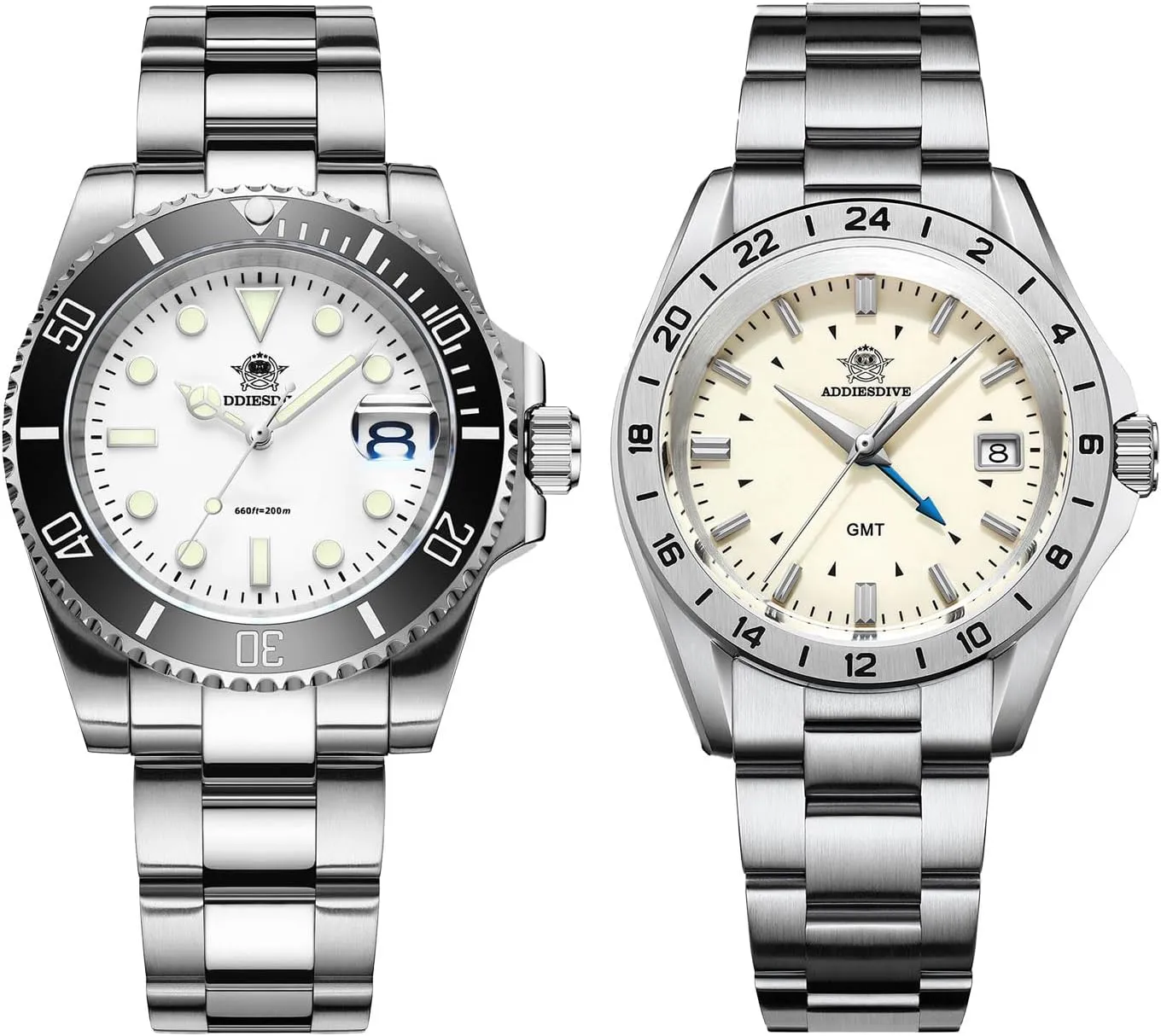 Resistance 200 M Analog Watches for Men Stainless Steel Strap ADDIESDIVE H3 Quartz Dive Watch with coast southeast ravage upside fervor humid AD2063 GMT Watch Water 