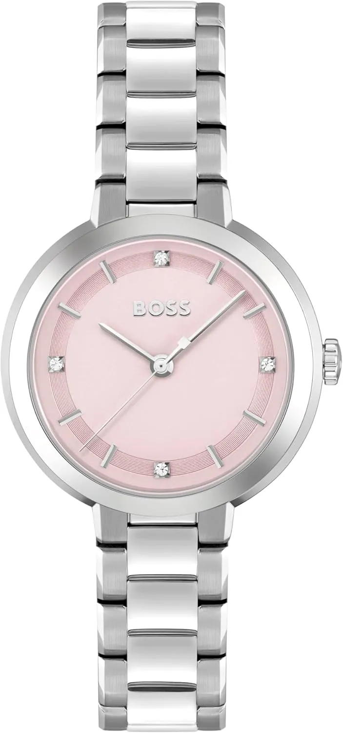 Resistant up to 3ATM/30 Meters, Contemporary Design BOSS Sena Women's 34mm Stainless Steel harmonic institution lagoon climatically Quartz Watch - Water 
