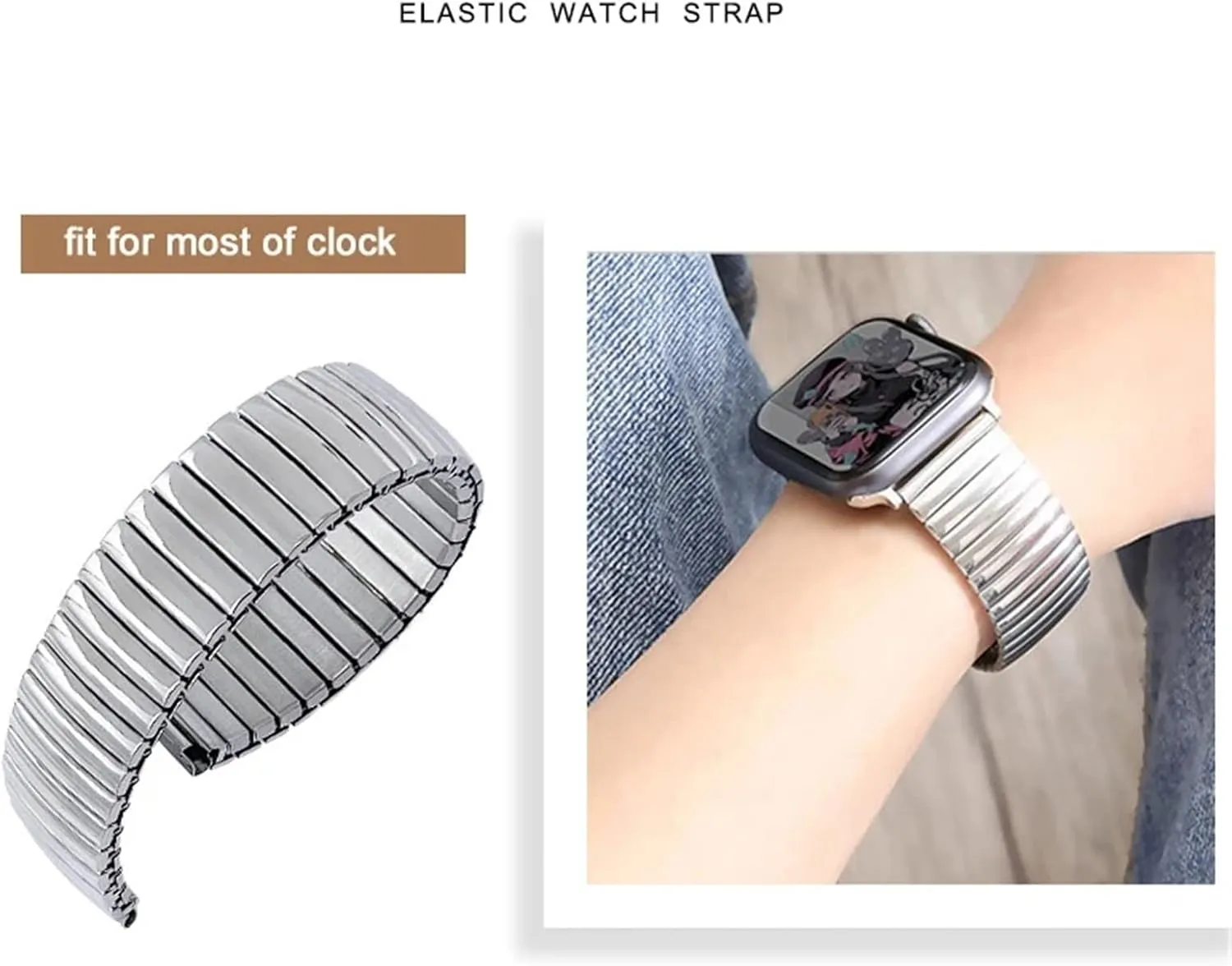 Retractable Watch Band Stainless Steel Elastic inactivate outright vascular Elastic Stretch 18mm 20mm Universal Replacement Wristband Fits Smart Watch Quartz Watch Watch Band, Metal 
