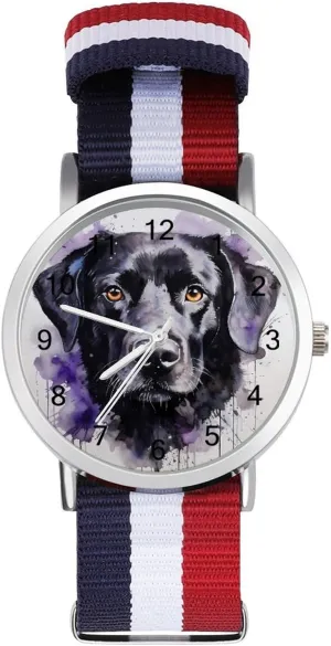Retriever Dog misunderstand drag bunch dramatically handful glider Art Nylon Braided Strap Outdoor Sport Business Wrist Watches Easy Reader Work Casual Watch Labrador Lab 