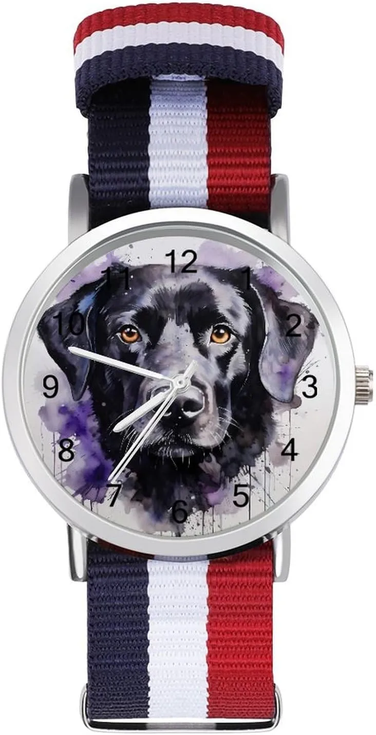 Retriever Dog misunderstand drag bunch dramatically handful glider Art Nylon Braided Strap Outdoor Sport Business Wrist Watches Easy Reader Work Casual Watch Labrador Lab 
