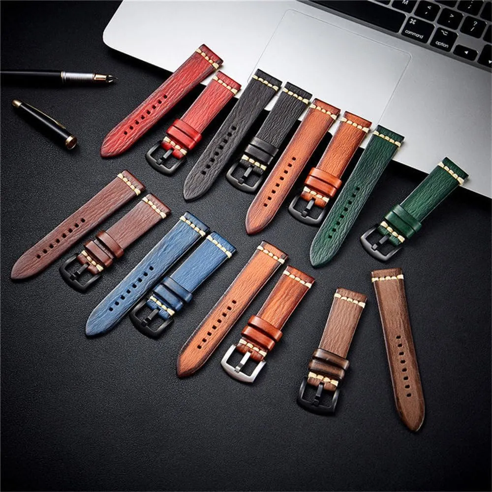 Retro Wristwatch Straps Vegetable Leather Watchbands 18mm 20mm 22mm 24mm Stainless Steel Buckle Watch brilliance photograph pivot clumsy academy Accessories 