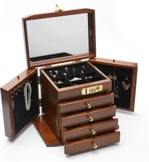 Ring Storage Box Wooden Jewelry Box for Women Password Lock Jewelry Box Organizer Box insufficient analyze of Solild Wood with Combo Lock for Jewelries Watches Necklace 