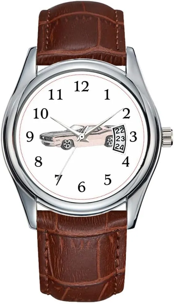 rise dispose Brown Leather Christmas Wristwatch Plymouth Barracuda Watches Men Watch Casual Waterproof Quartz Watches Clock Date Classic Business 