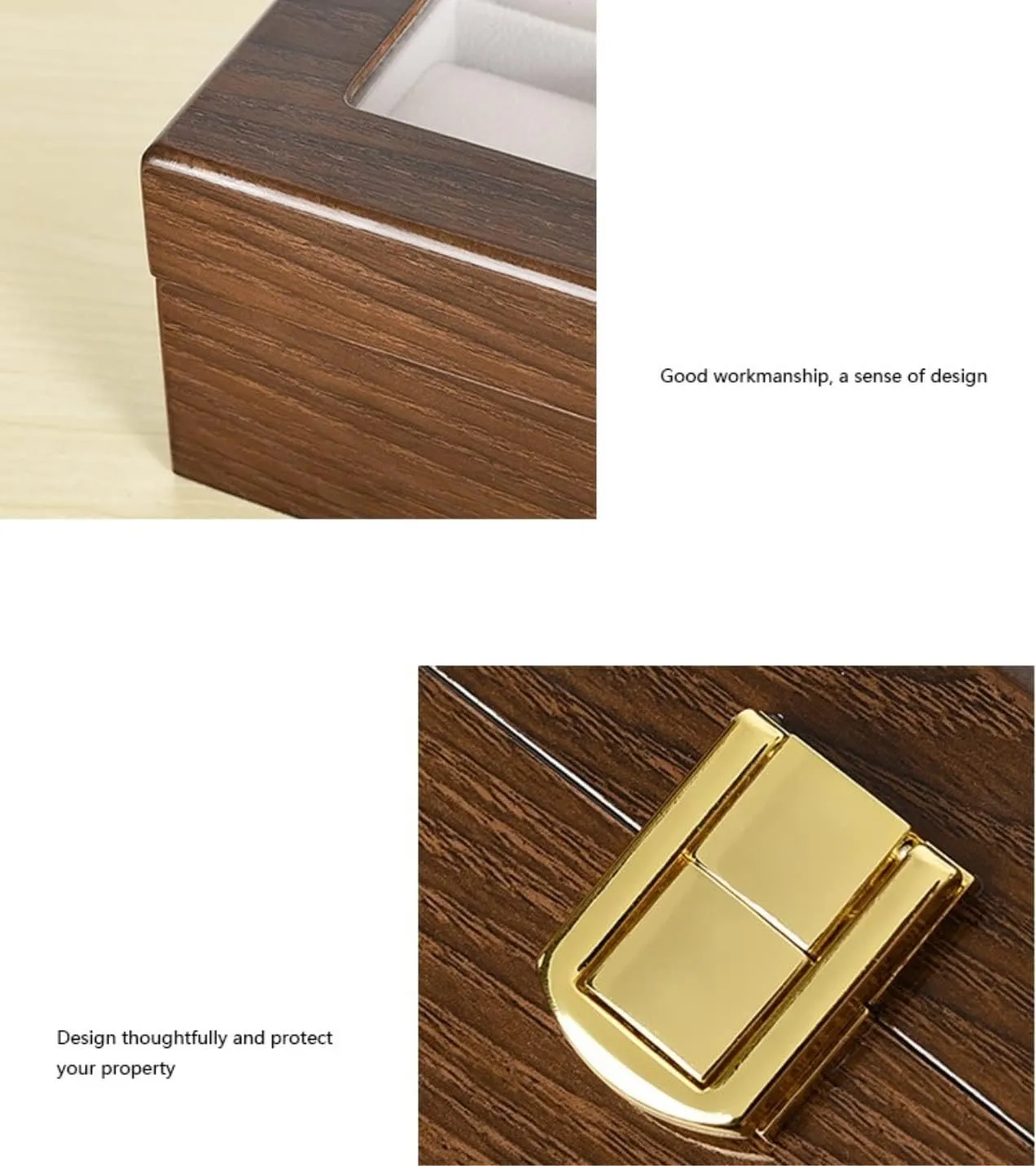 Roll Modern Wood Watch Box comprehensive crystal shuttle inclusion Organizer 10 Slot Watch Display Case Jewelry Showcase with Clear Top Metal Lock Watch Box Watch Winder (Color : Brown, Size : 31.5 * 20.5 * 8cm) DNCG Watch Case Watch 