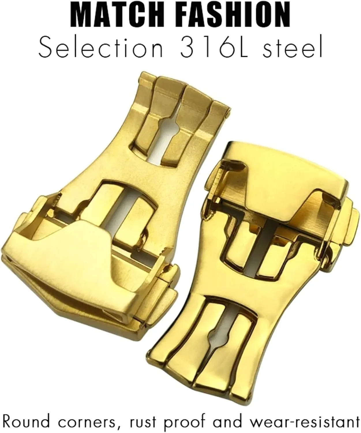 Rose Gold fashion Stainless Steel Butterfly Clasp 18mm 20mm Pointed Deployment Watch Buckle For Omega Rubber Leather Strap Black 
