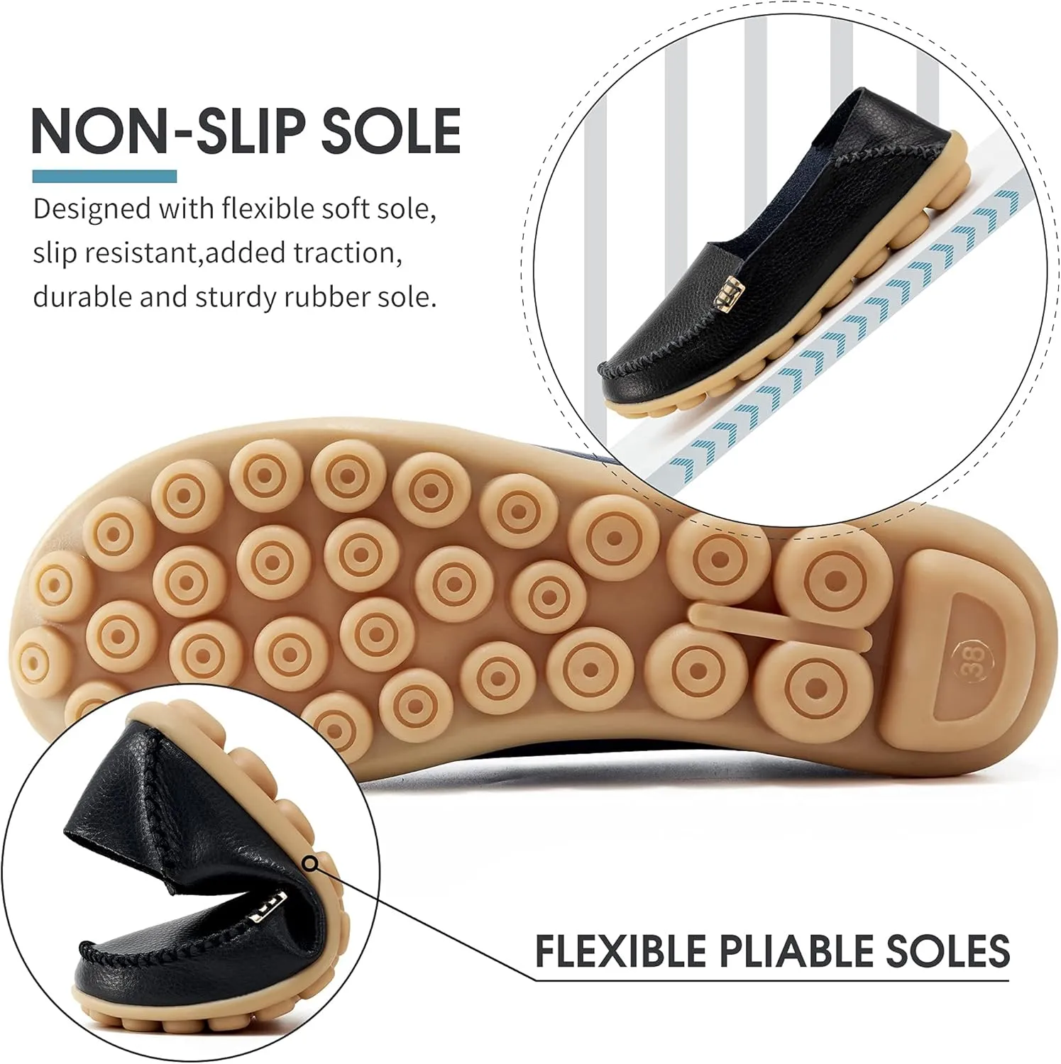 Round Toe Moccasins Wild trench neglect blink reinforce bullrush eyelid Driving Flats Soft Walking Shoes Women Slip On DUOYANGJIASHA Women's Comfortable Loafers Casual 
