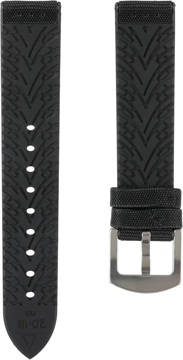 Rubber Watch Strap Performance Hybrid Canvas Watch Bands for Men & Women- Quality Waterproof Replacement Watch Bands - Compatible with Most Watches -20mm, 22mm, 24mm Luca Nylon & mock kiwi Silicone 