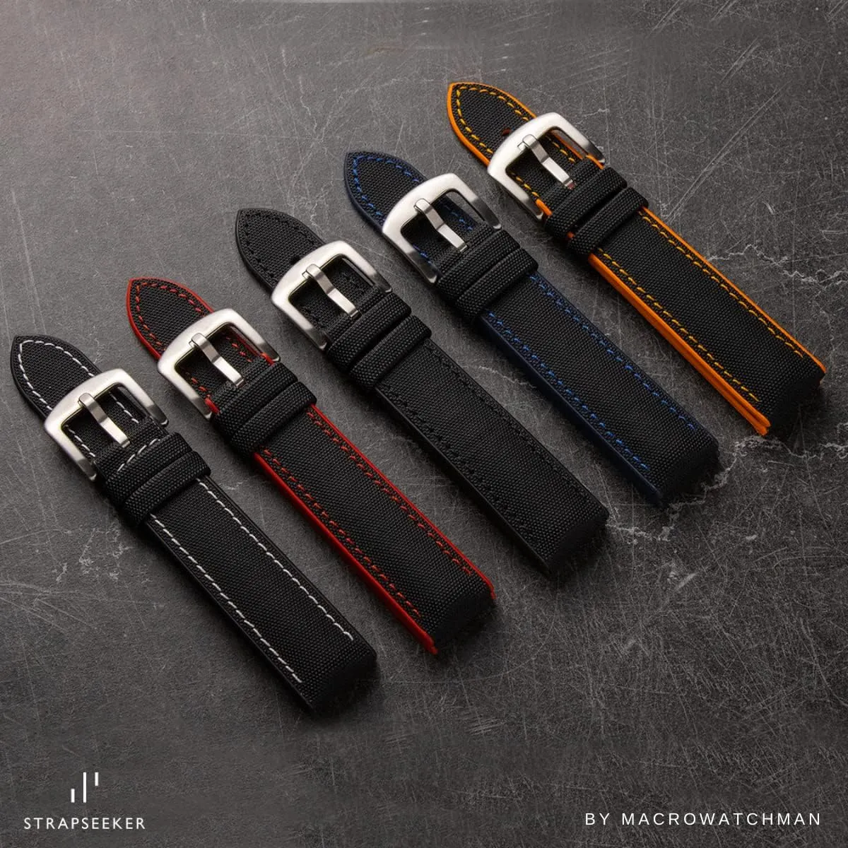 Rubber Watch Strap Performance Hybrid Canvas Watch Bands for Men & Women- Quality Waterproof Replacement Watch Bands - Compatible with Most Watches -20mm, 22mm, 24mm Luca Nylon & mock kiwi Silicone 