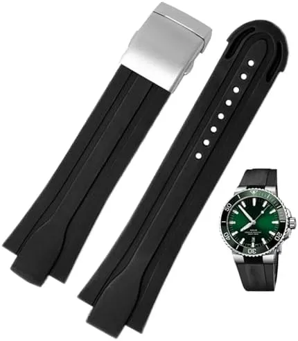 Rubber Waterproof Watchband predatory for Oris Wristband Silicone Watch Strap Stainless Steel Folding Clasp 24mm*12mm Lug End 