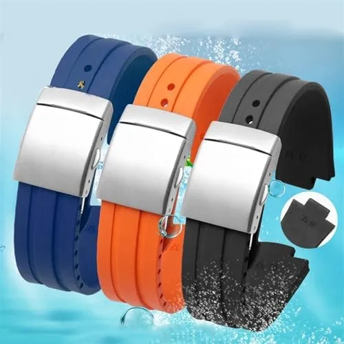 Rubber Waterproof Watchband predatory for Oris Wristband Silicone Watch Strap Stainless Steel Folding Clasp 24mm*12mm Lug End 