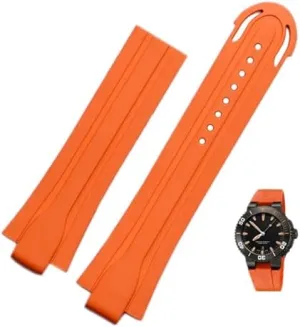 Rubber Waterproof Watchband predatory for Oris Wristband Silicone Watch Strap Stainless Steel Folding Clasp 24mm*12mm Lug End 