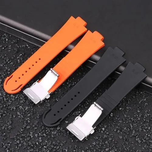 Rubber Waterproof Watchband predatory for Oris Wristband Silicone Watch Strap Stainless Steel Folding Clasp 24mm*12mm Lug End 