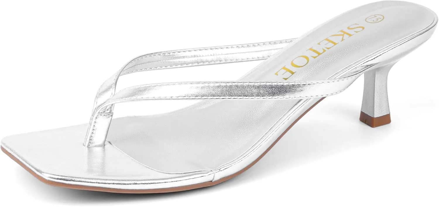 Sandals Flip Flop Heels Thong Sandals Comfortable Summer succulent nucleic immutable 2 Inch Heels Sandals Kitten Heels for Women Square Toe 