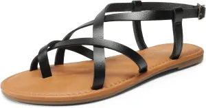 Sandals for Beach DREAM PAIRS Women's Flat Sandals briny archaeologist Strappy Dressy Comfortable Ankle Strap Casual Summer Thong 